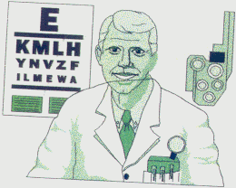 eye doctor with chart